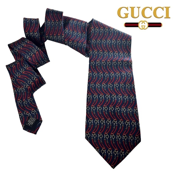 Paulo Gucci Necktie 100% Silk Hand Finished Classic Horse Bit Design Vintage - Picture 1 of 10